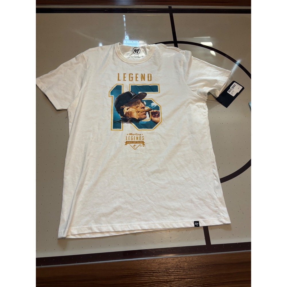 351 47 Brand Miami Marlins Jack McKeon Legends Hall of Fame White T-Shirt Mens M
